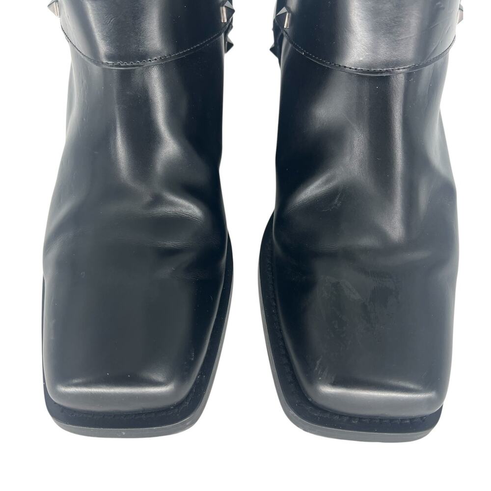 Valentino Garavani Rockstud Calfskin Biker Boots Black 40 - Picture 9 of 16